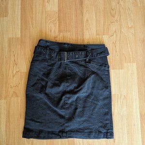 Black Denim Free People Belt Skirt